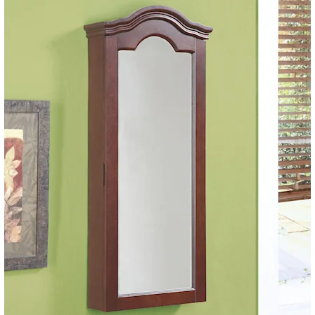 Wall Jewelry Storage Mirror with Stepped Arch Crown Frame